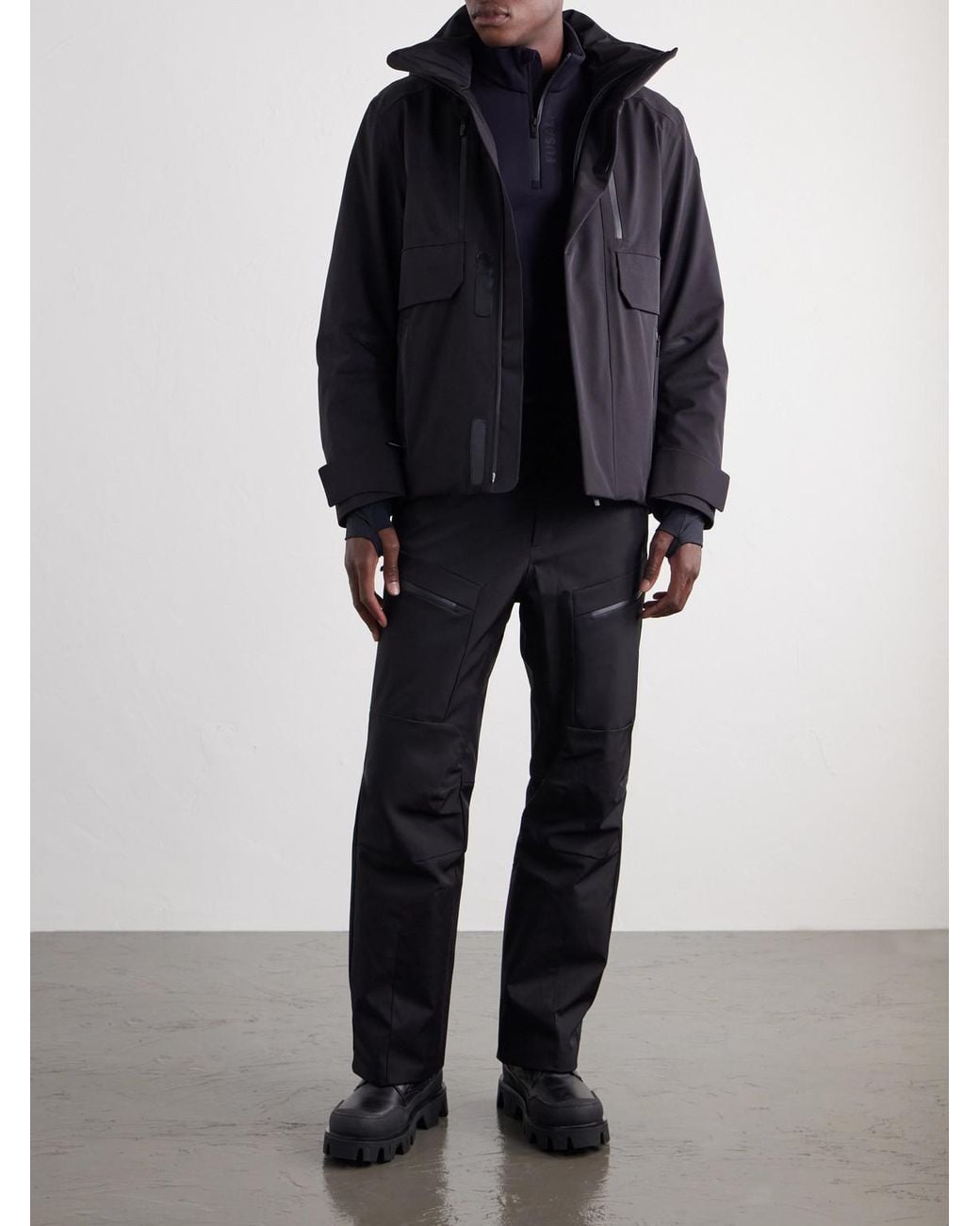 Fusalp Black Sidyo Straight-Leg Paneled Padded Ski Pants for men