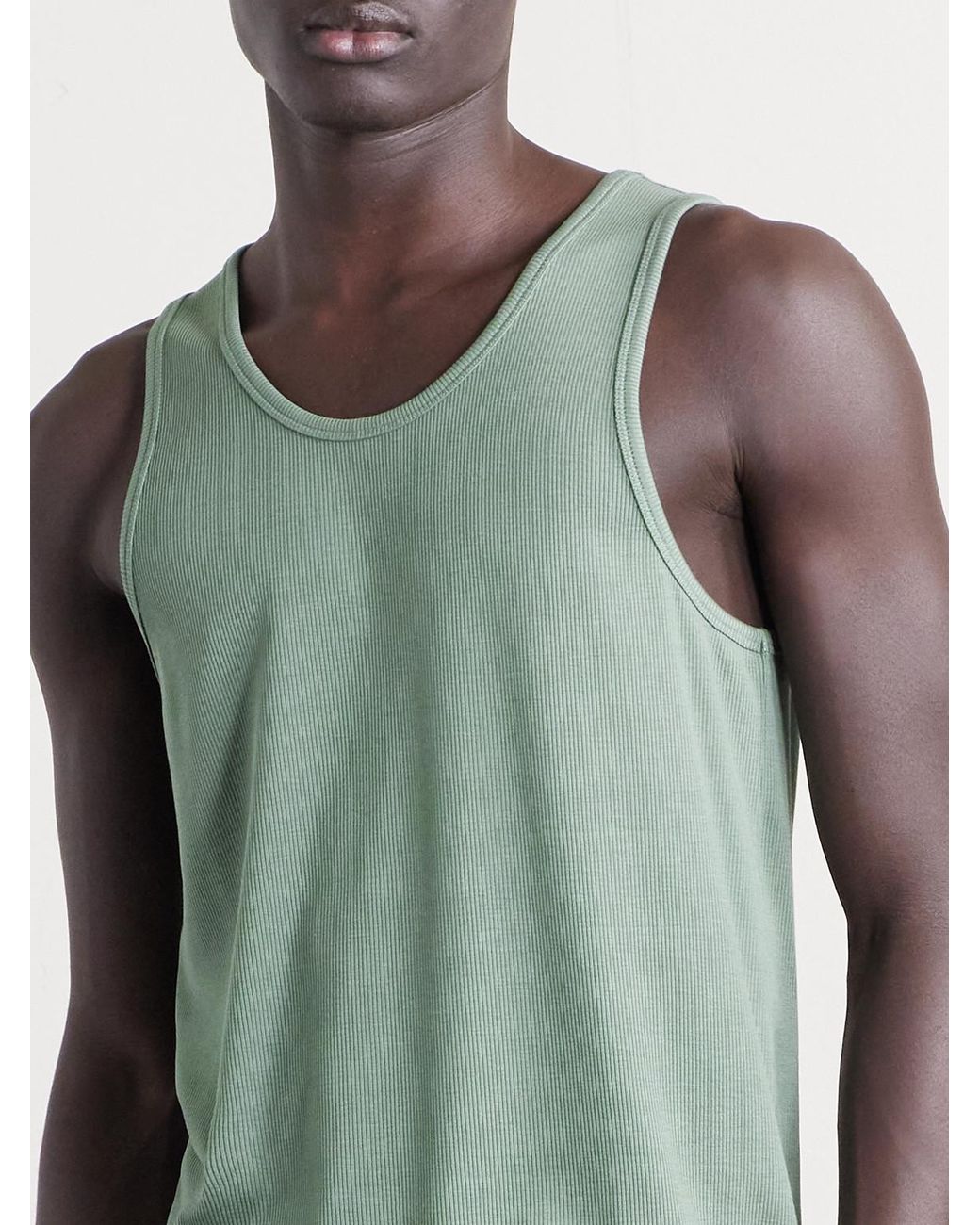 CDLP Green Ribbed Stretch-Tencel Lyocell And Cotton-Blend Jersey Tank Top for men