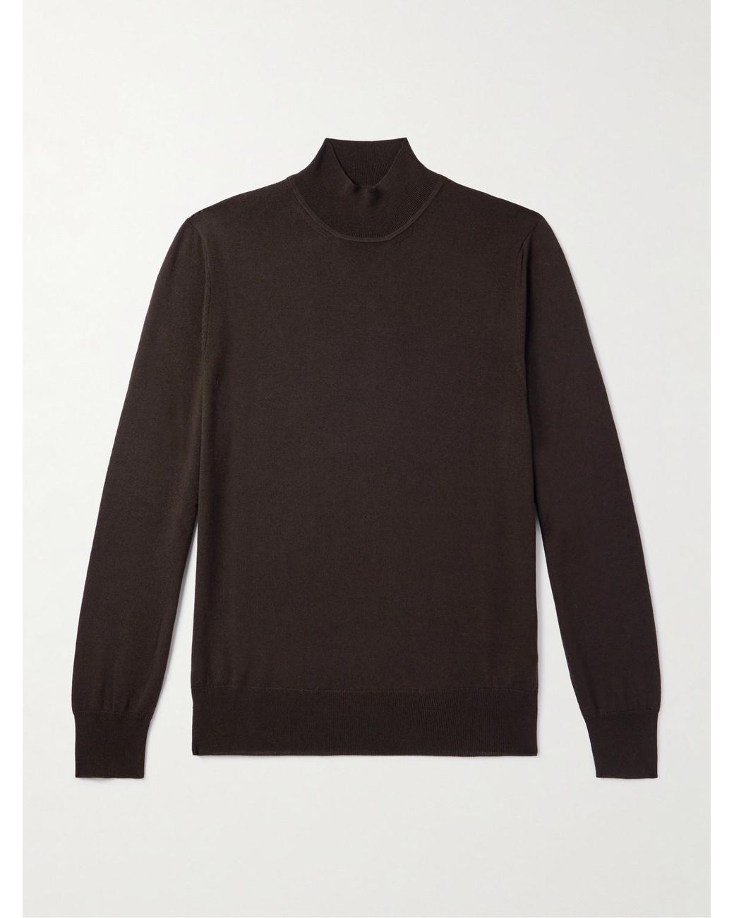 Mr P. Black Merino Wool Mock-Neck Sweater for men