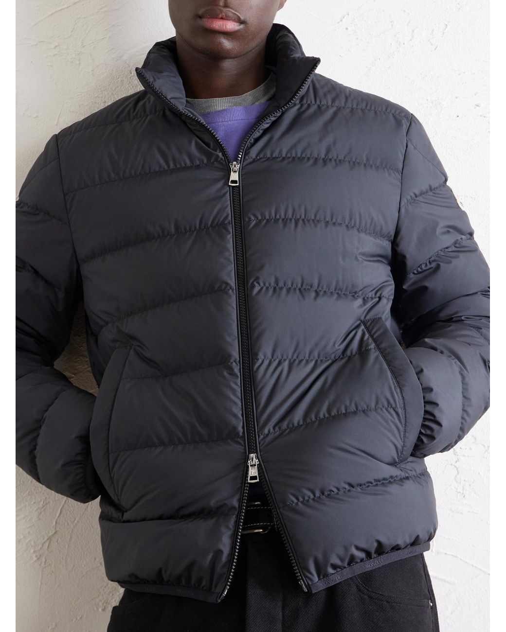 Moncler Black Baudinet Logo-Appliquéd Quilted Shell Down Jacket for men
