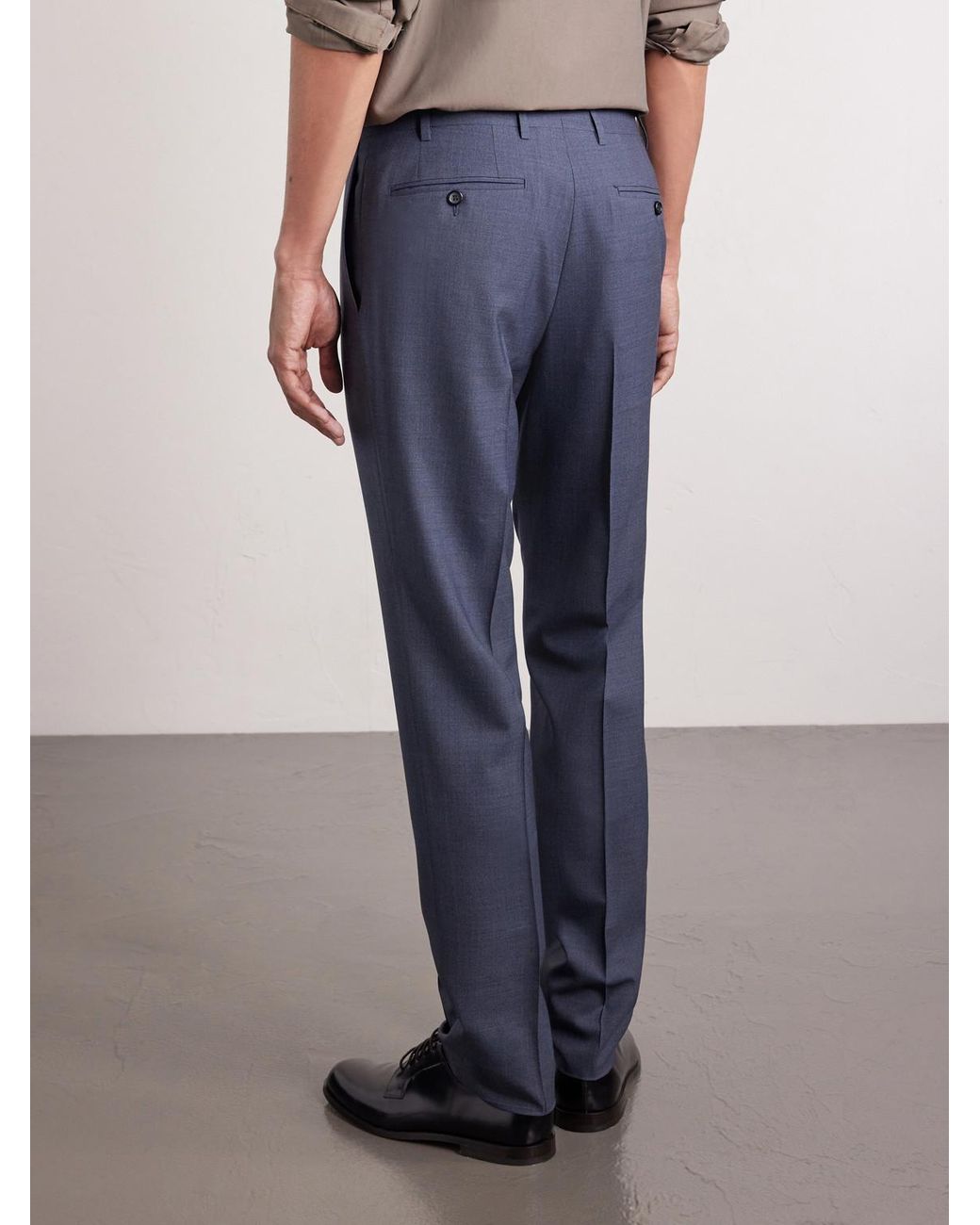 Canali Blue Straight-Leg Super 130S Wool Suit Trousers for men