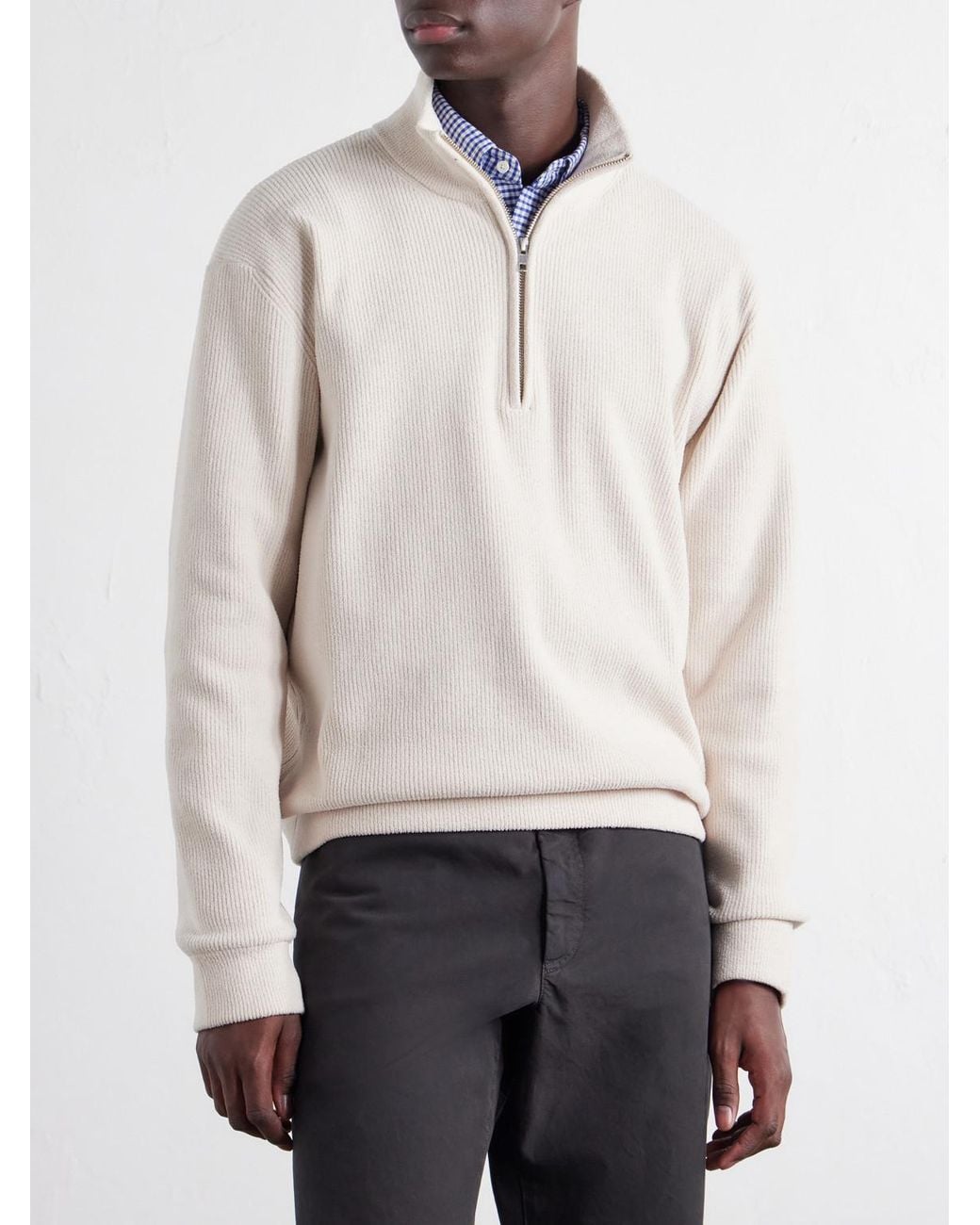 NN07 Natural Danny 6429 Ribbed Chenille Half-Zip Sweater for men