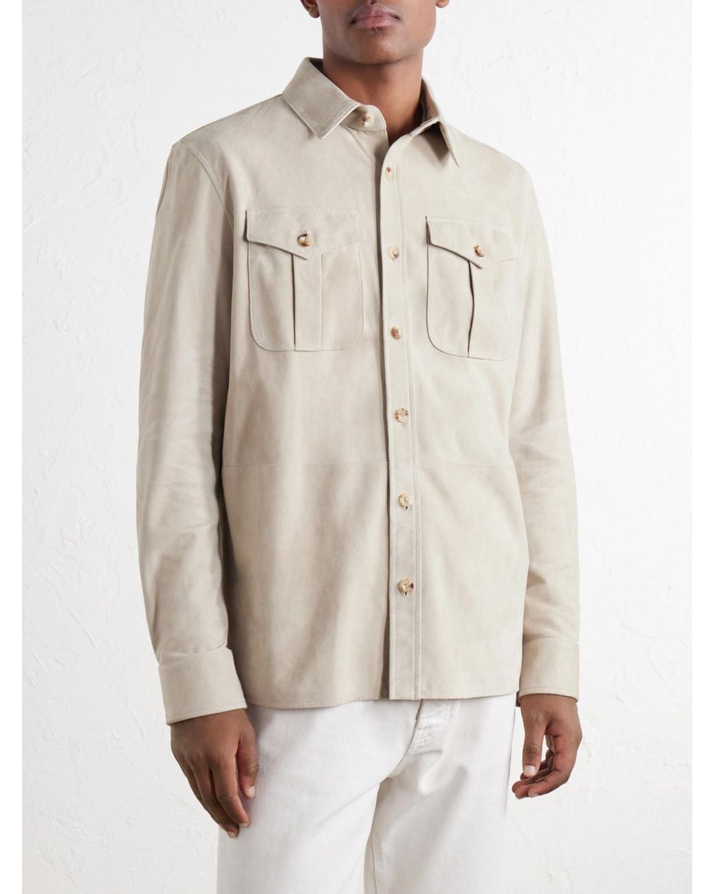 Ralph Lauren Natural Suede Overshirt for men