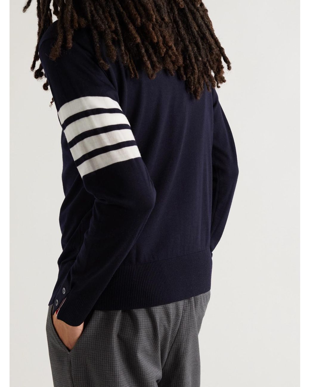 Thom Browne Blue Striped Merino Wool Sweater for men