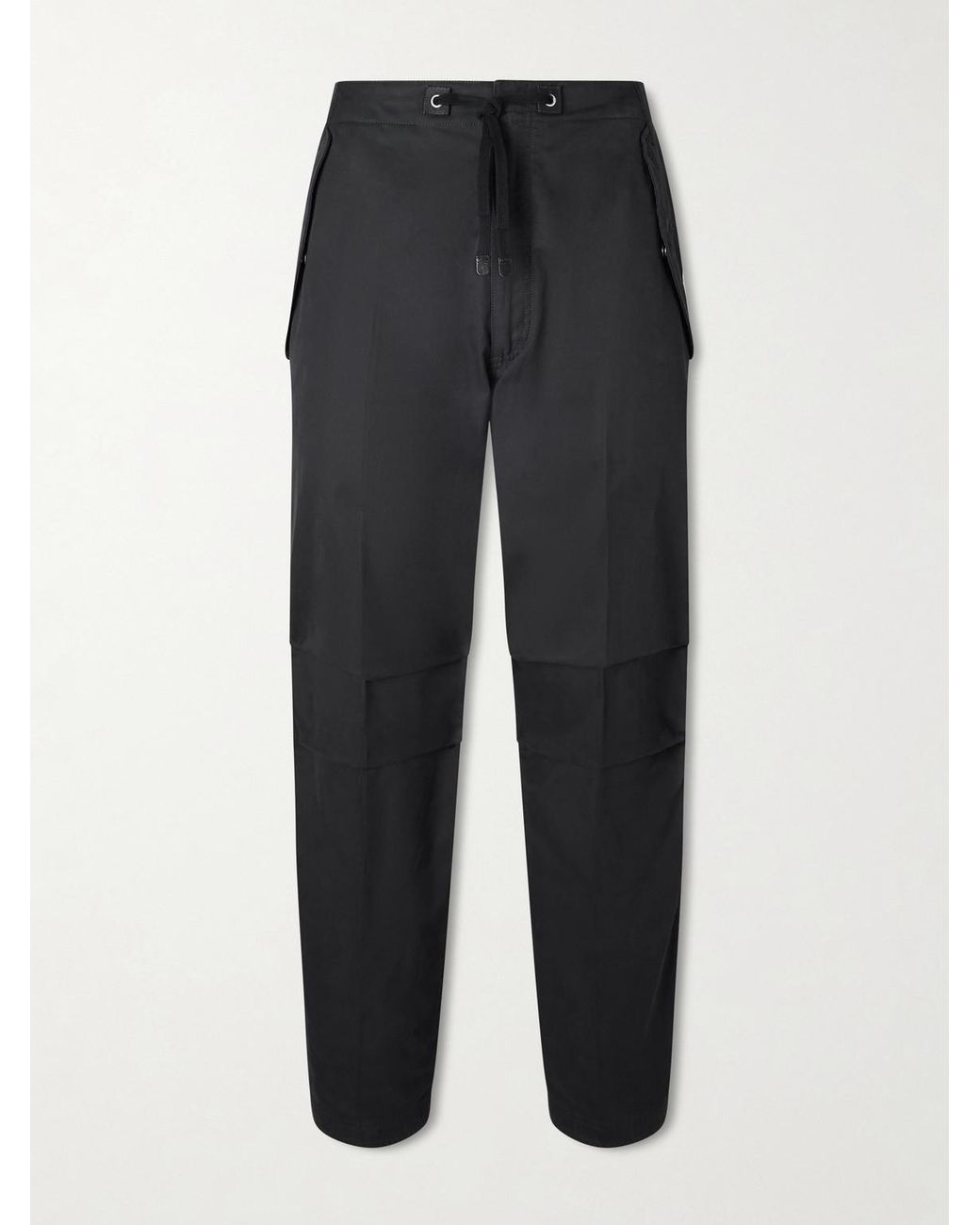 Tom Ford Black Straight-Leg Cotton-Twill Drawstring Trousers for men