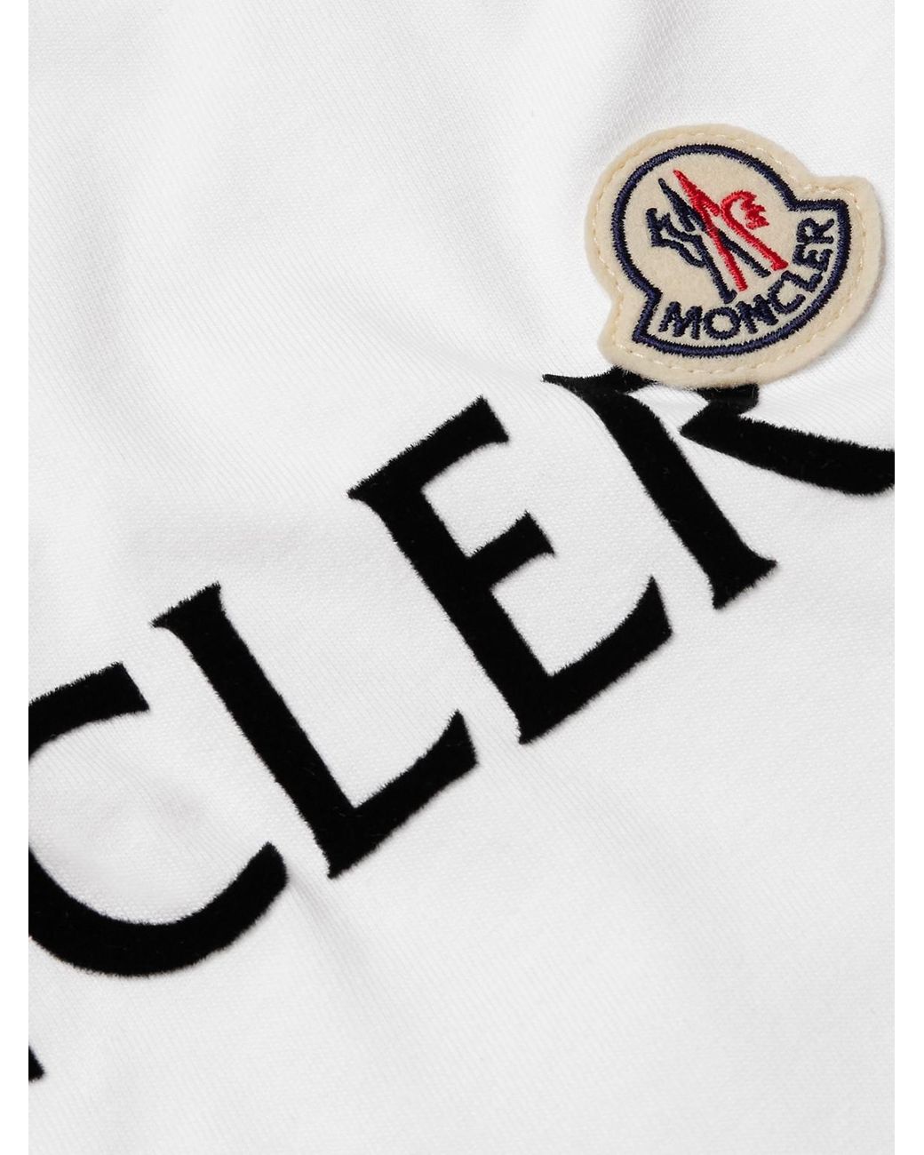 Moncler Gray Logo-Flocked Cotton-Jersey T-Shirt for men