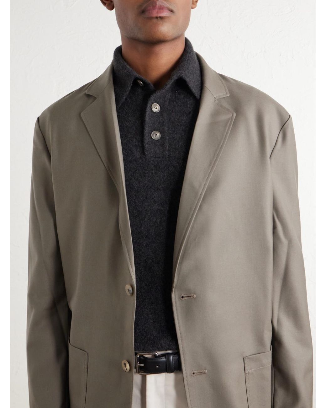 Thom Sweeney Blue Cashmere And Silk-Blend Polo Shirt for men