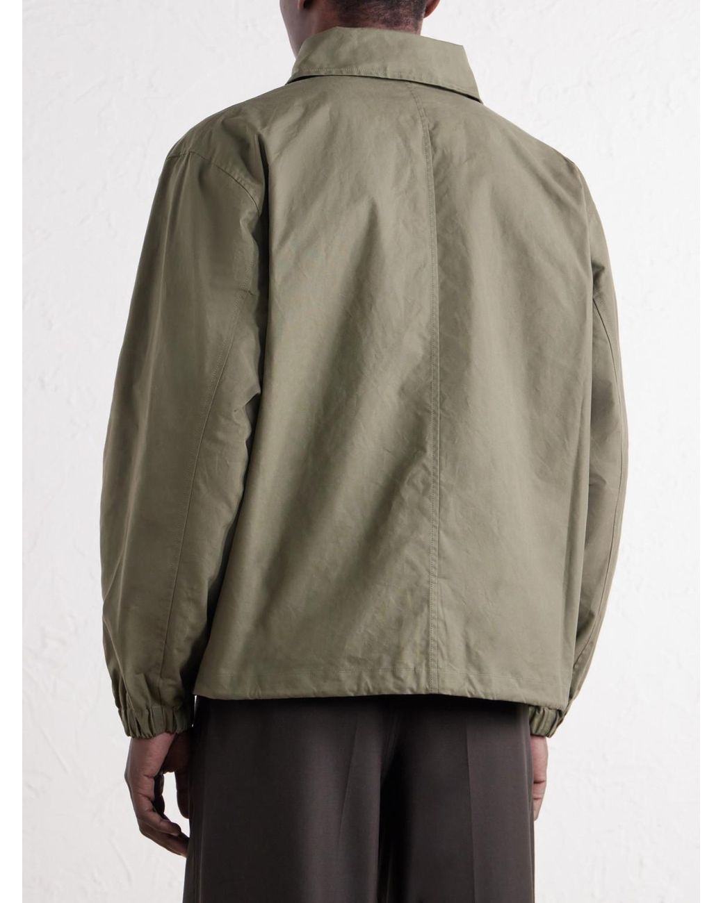 Ghiaia Green Waxed Cotton-Canvas Jacket for men