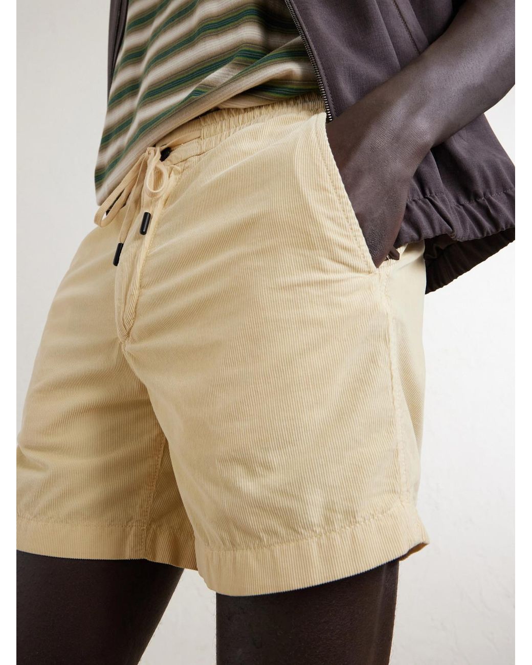 Slowear Natural Straight-Leg Cotton-Corduroy Drawstring Shorts for men
