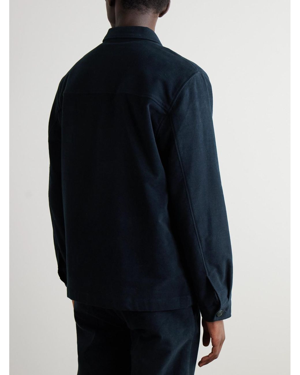 Sunspel Blue Cotton-Blend Moleskin Shirt Jacket for men