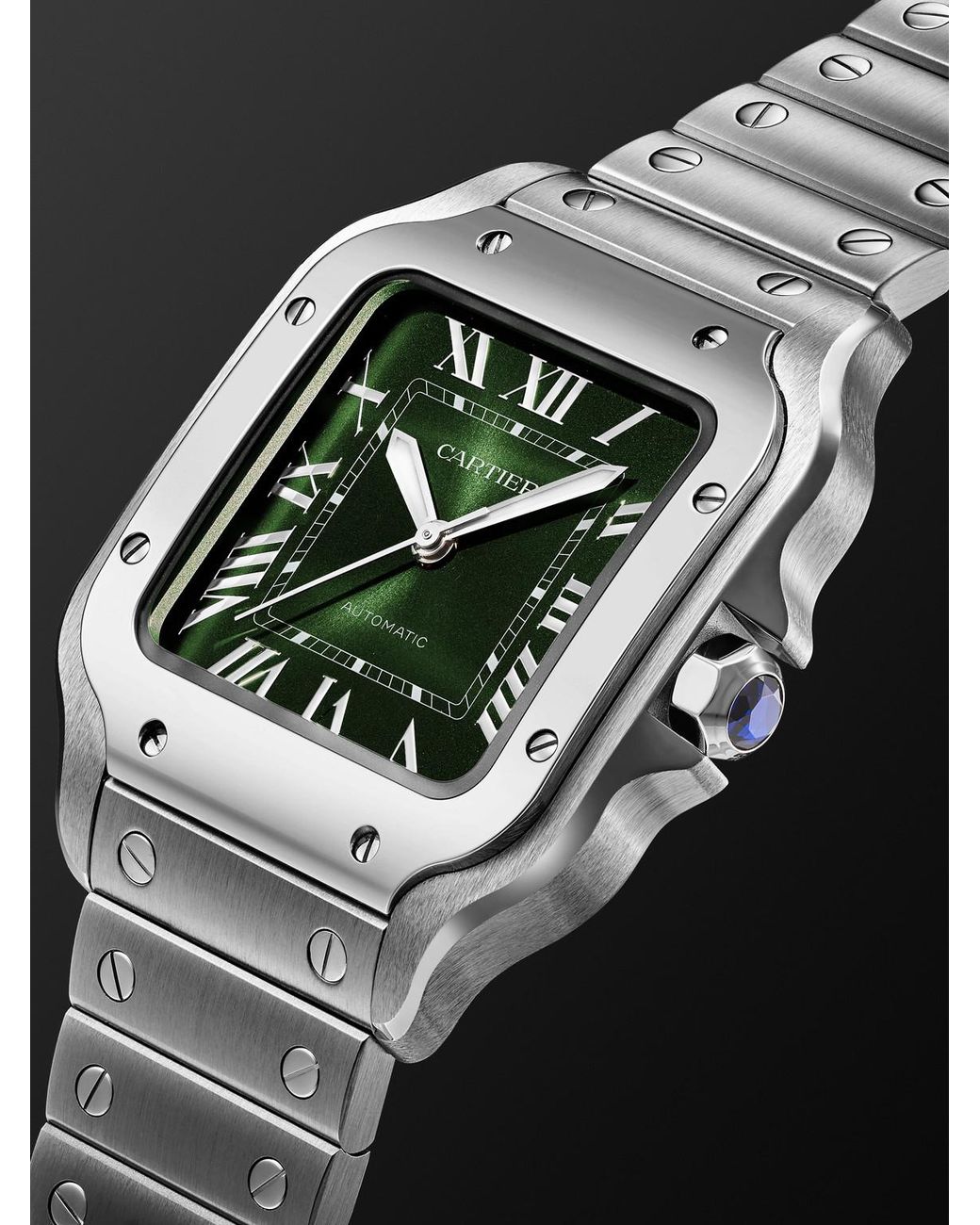 Cartier Black Santos Automatic Medium Interchangeable Stainless Steel Watch, Ref. Wssa0061 for men