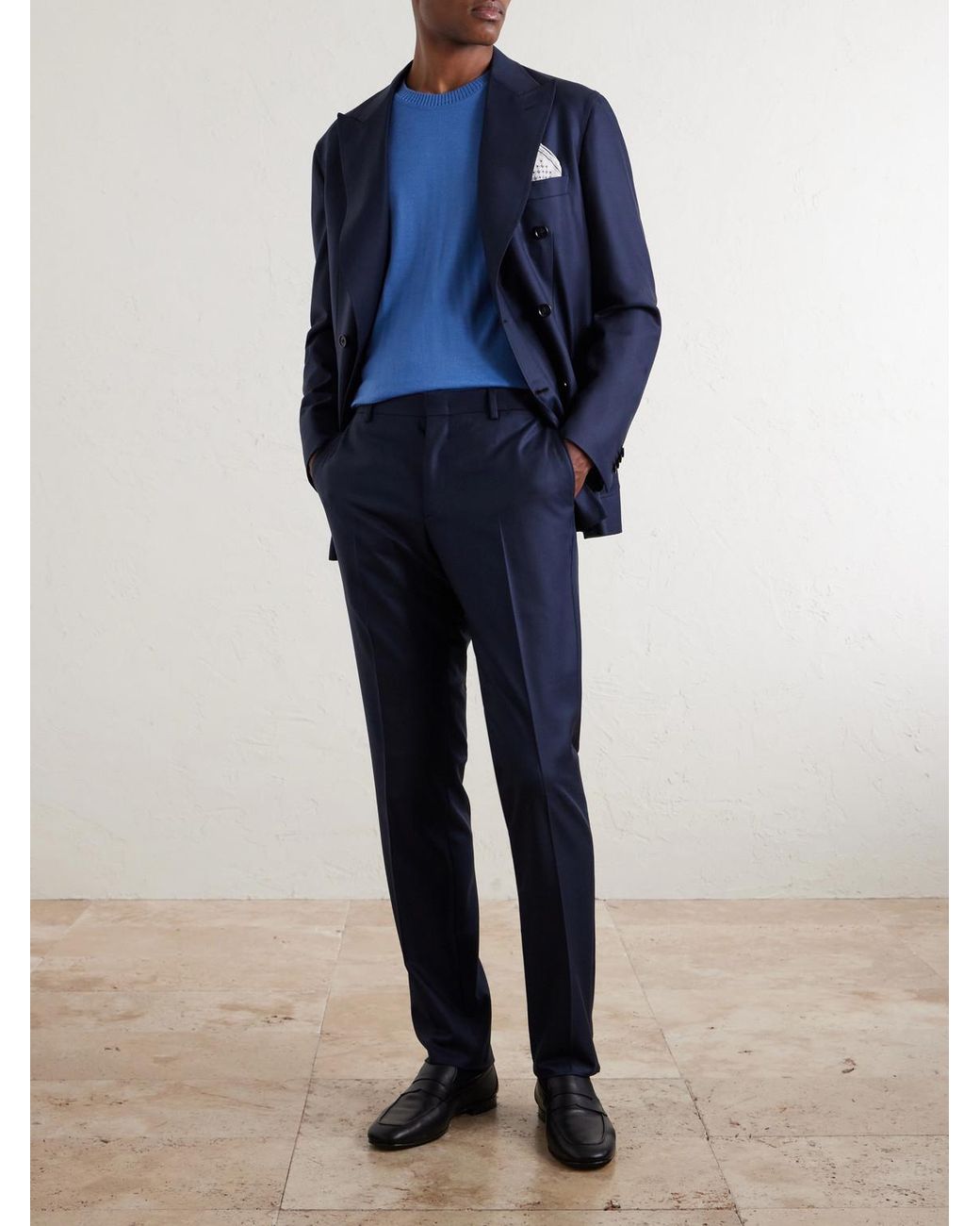John Smedley Blue Bill Nighy Merino Wool T-Shirt for men