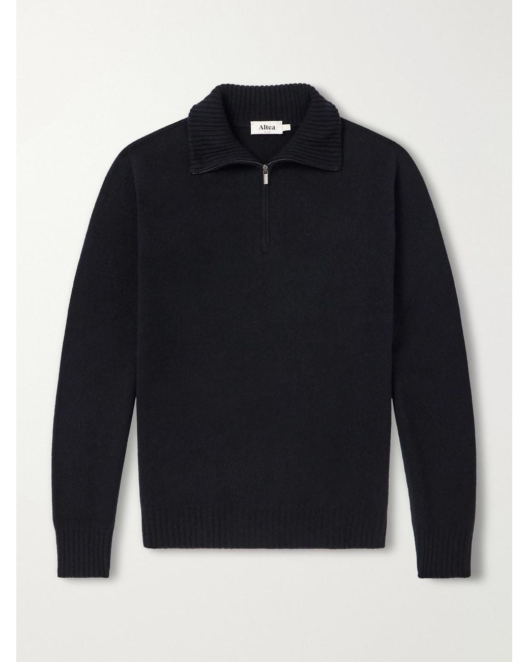 Altea Blue Half-Zip Virgin Wool Sweater for men
