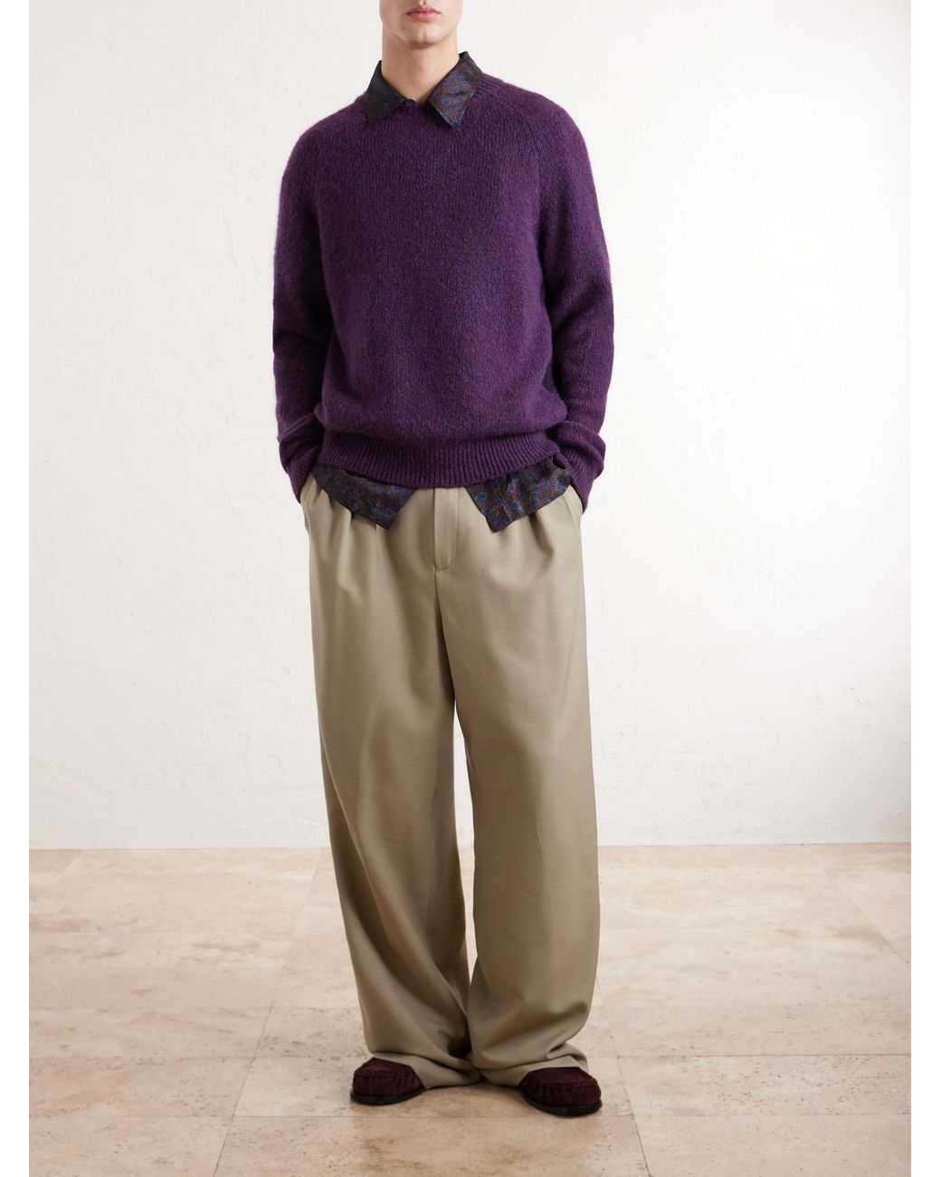 Dries Van Noten Purple Brushed Alpaca-Blend Sweater for men