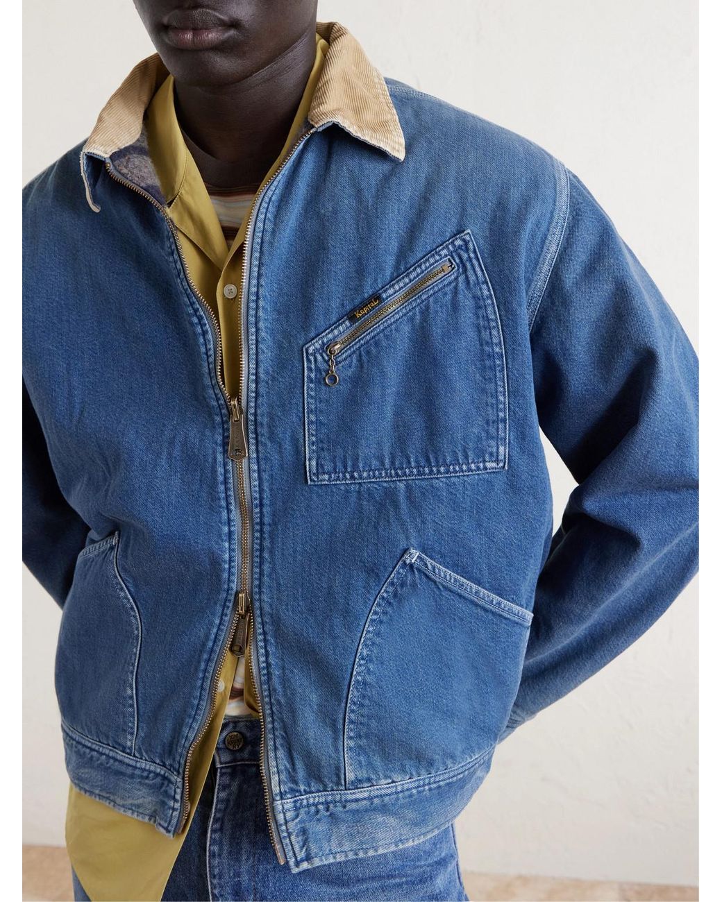 Kapital Blue Virgin Mary Reversible Corduroy-trimmed Denim Jacket for men
