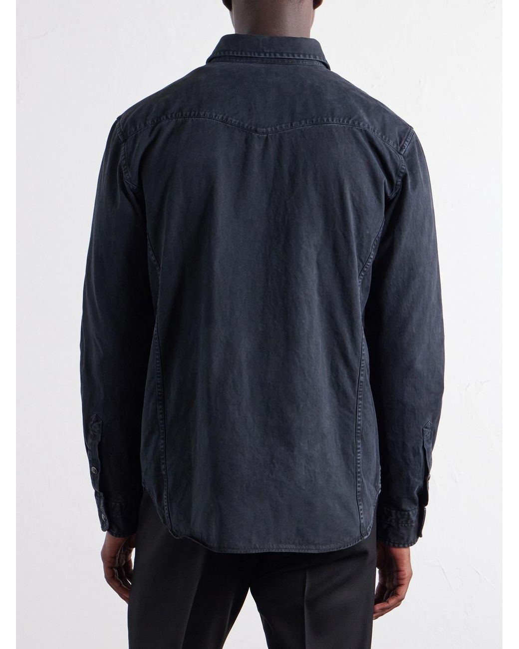 Tom Ford Blue Garment-Dyed Denim Shirt for men