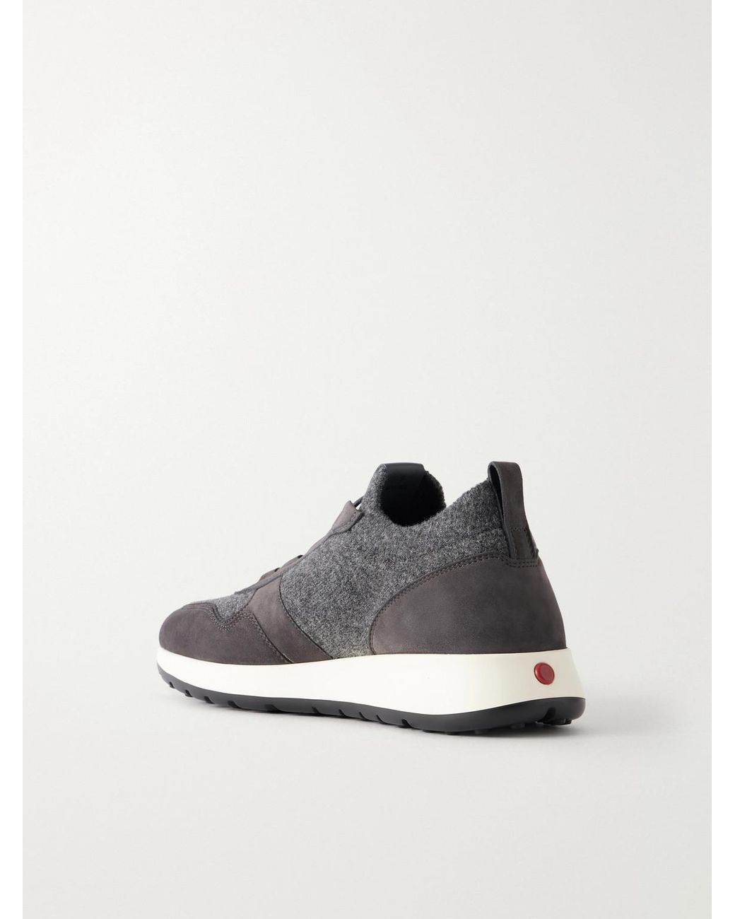 Tod's White Suede-Trimmed Wool-Knit Sneakers for men
