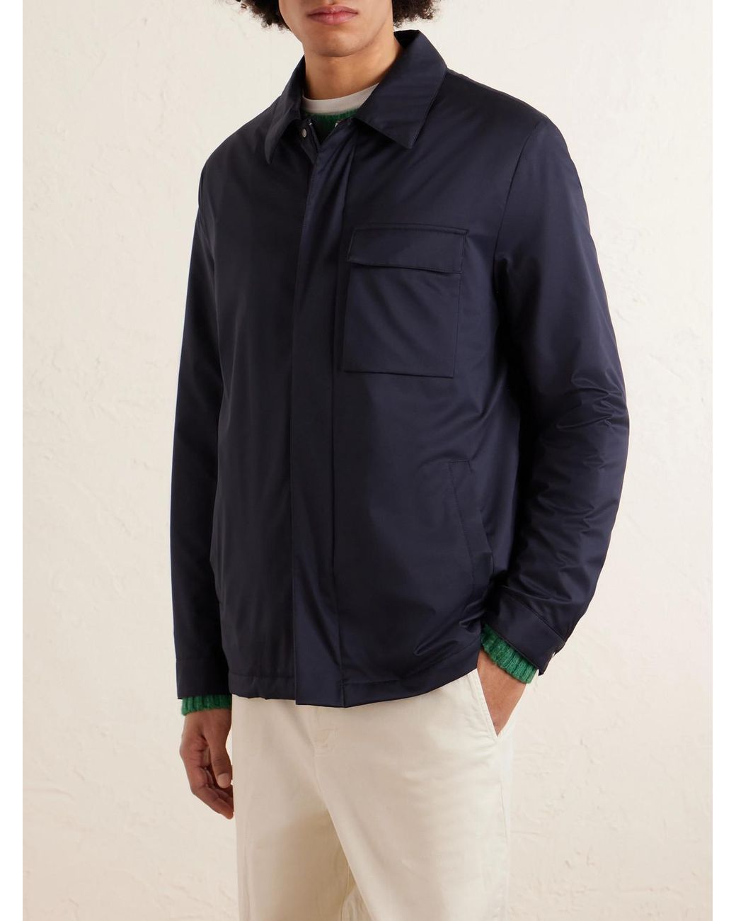 Kiton Blue Padded Shell Overshirt for men