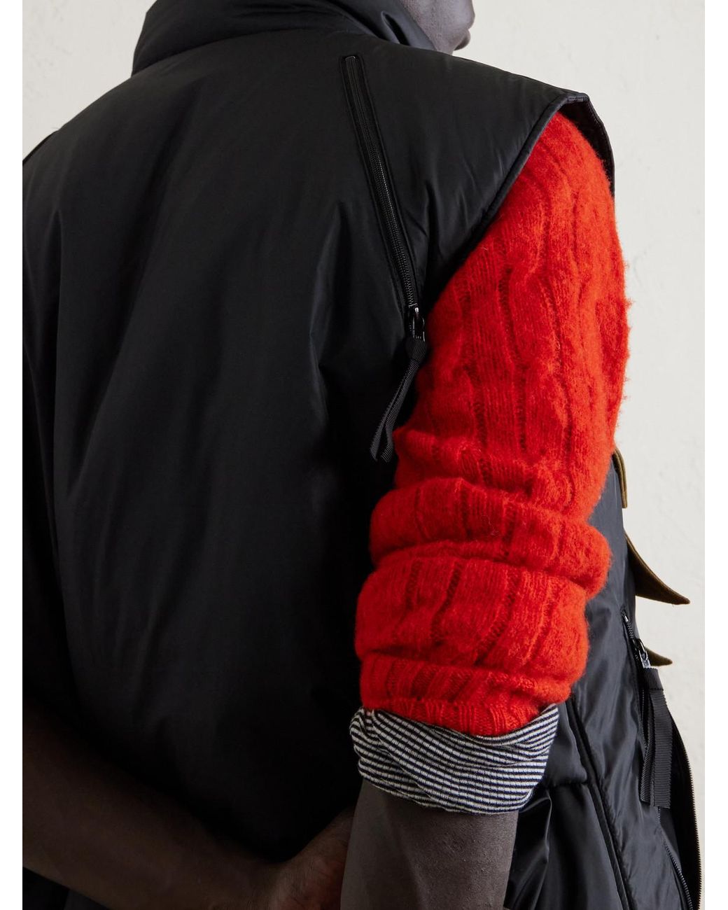 Kapital Black Zepher Suede-Trimmed Shell Gilet for men