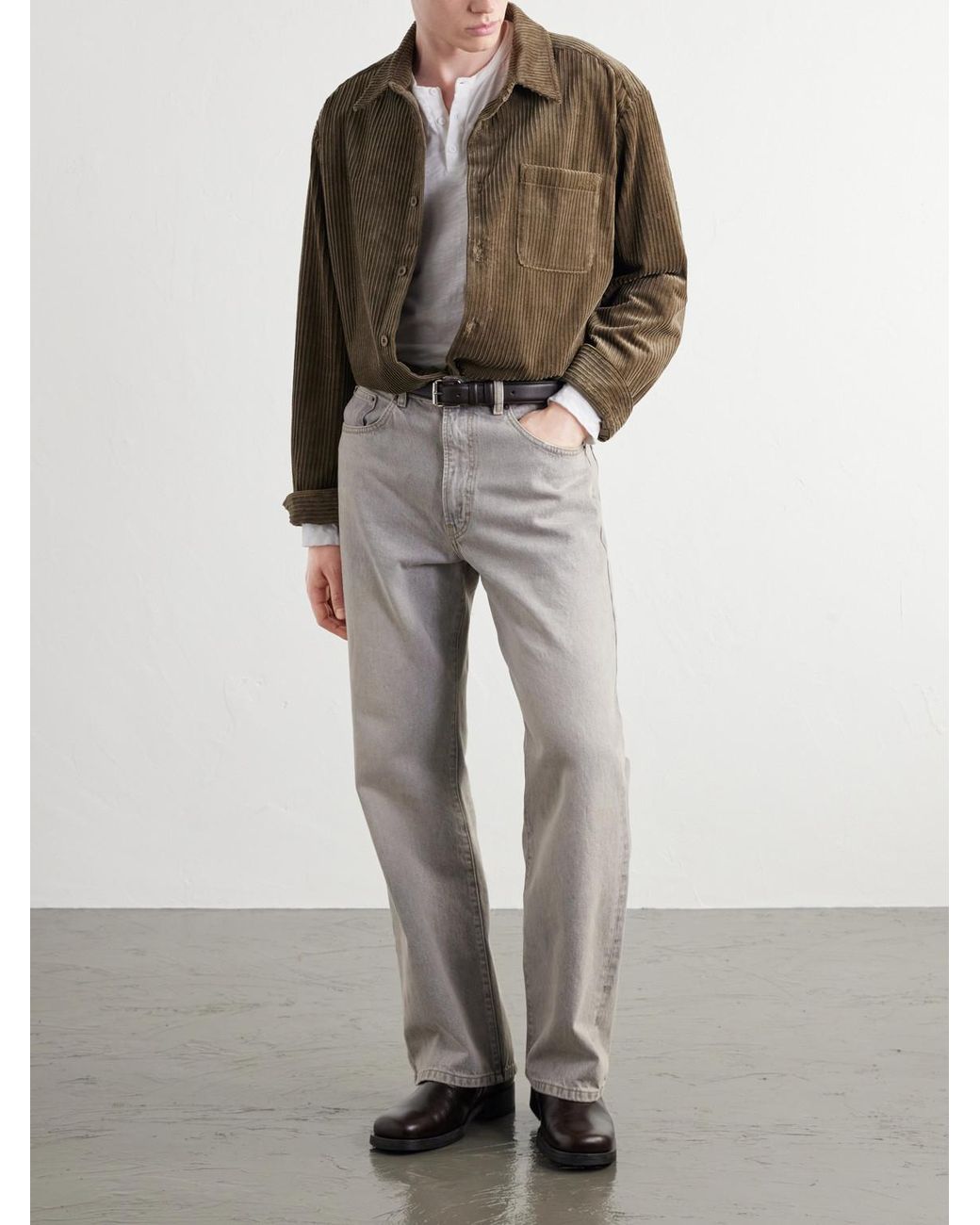 A.P.C. Green Mateo Logo-Embroidered Cotton-Corduroy Shirt for men