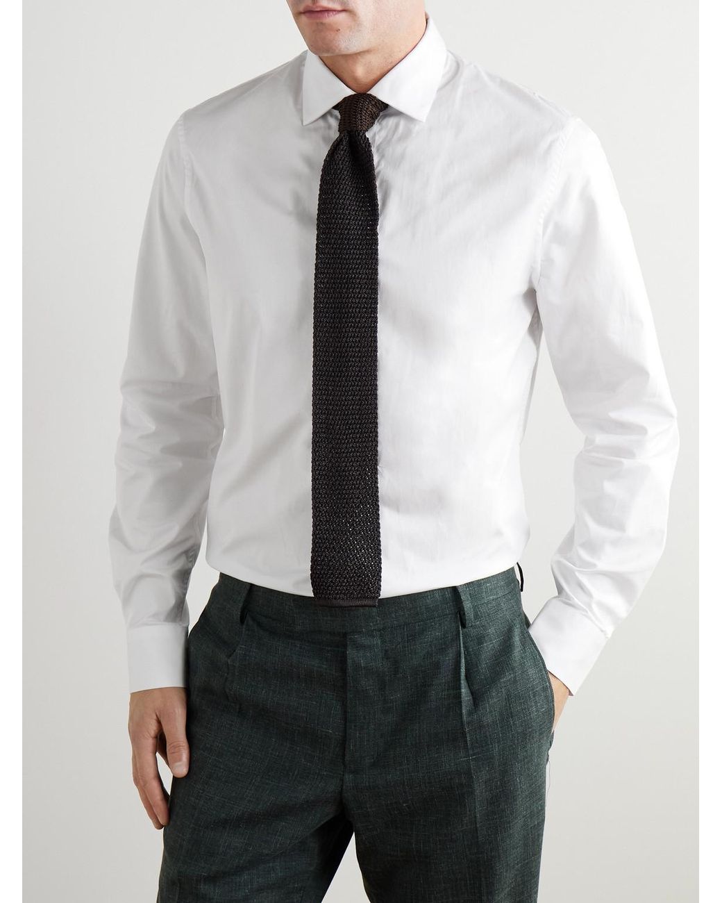 Mr P. White Cutaway-Collar Cotton-Poplin Shirt for men