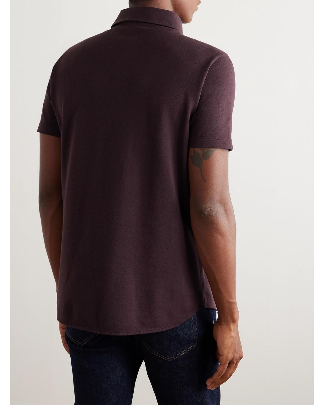 Loro Piana Purple Cotton-Piqué Polo Shirt for men