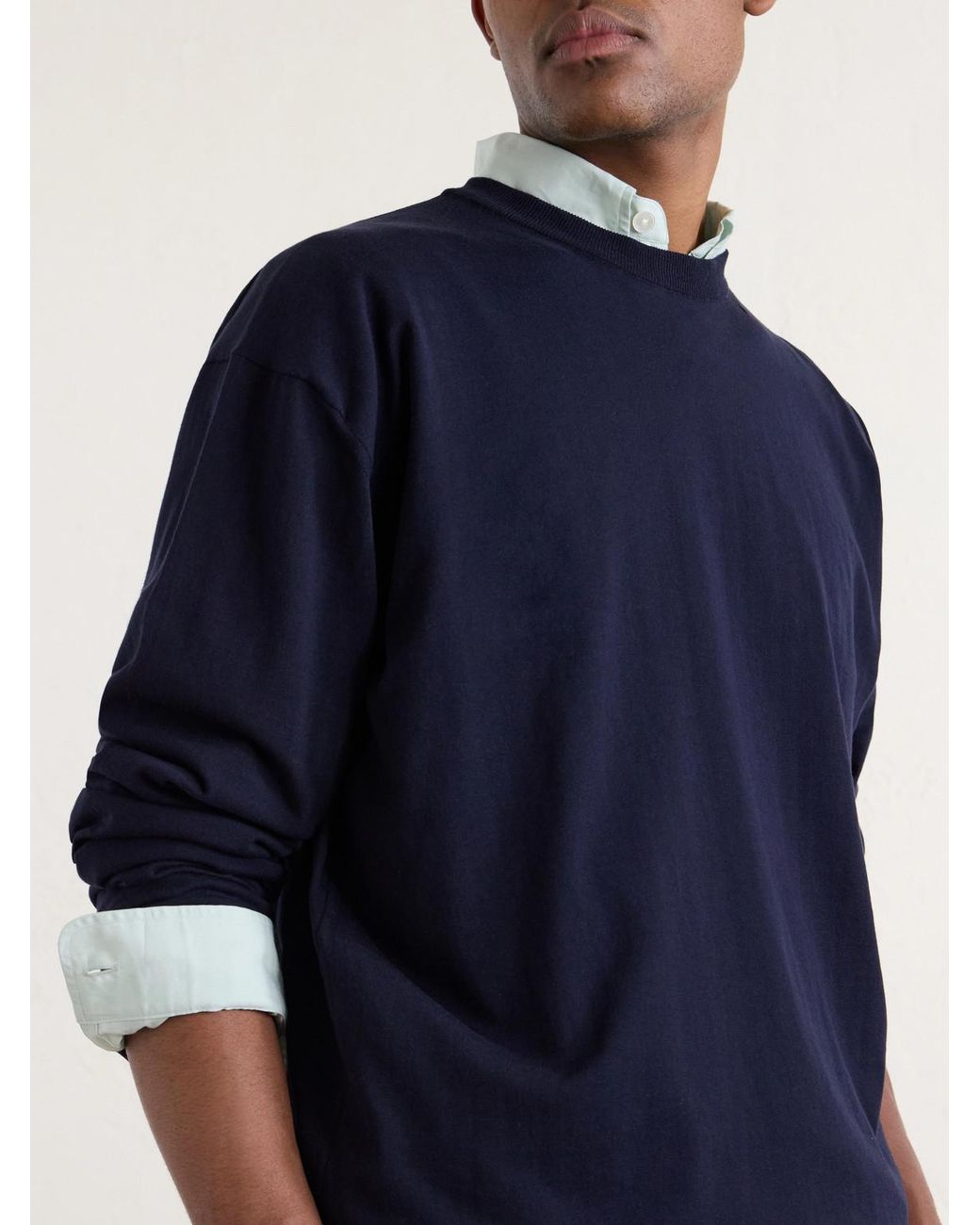 Auralee Blue Luster Knitted T-shirt for men