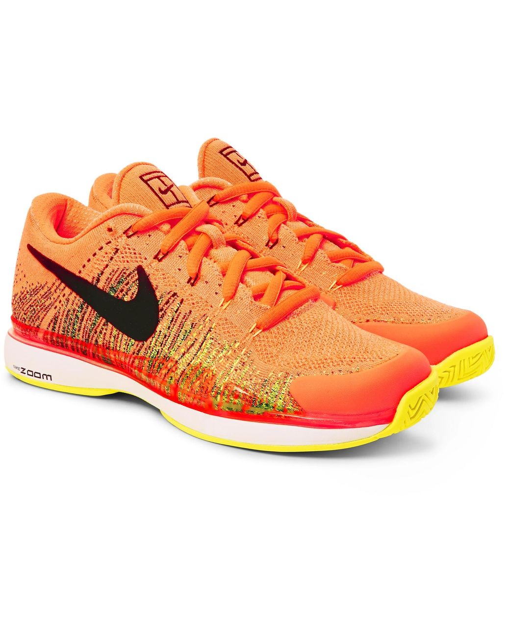 Nike Zoom Vapor Flyknit Tennis Sneakers in Orange for Men | Lyst