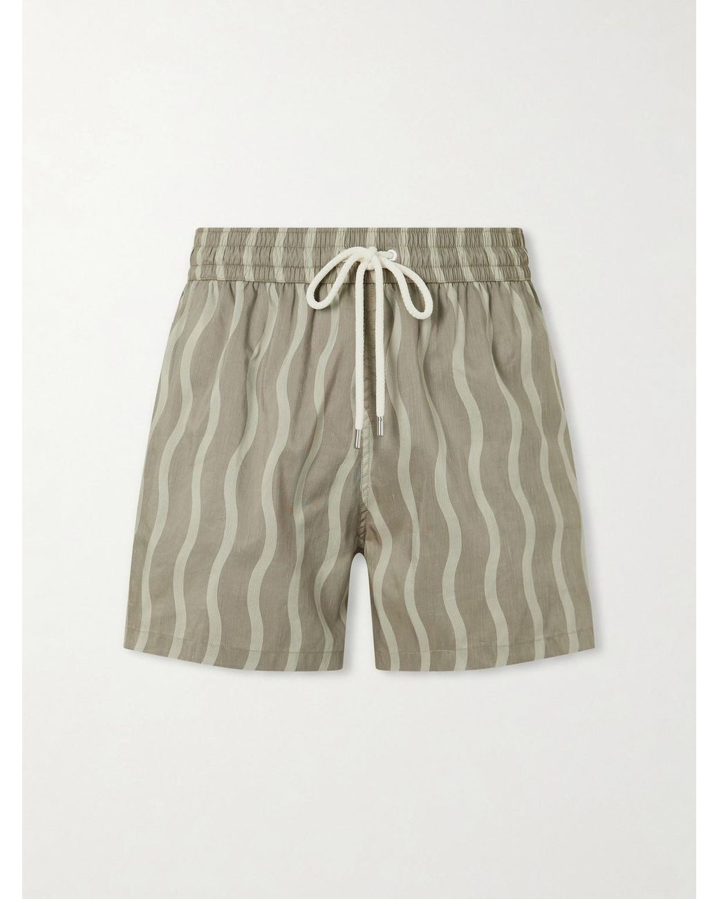Frescobol Carioca White Rio Straight-Leg Mid-Length Printed Linen-Blend Swim Shorts for men