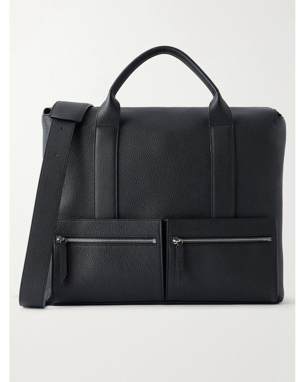 Metier Black Racer 40 Pebble-Grain Leather Tote Bag for men