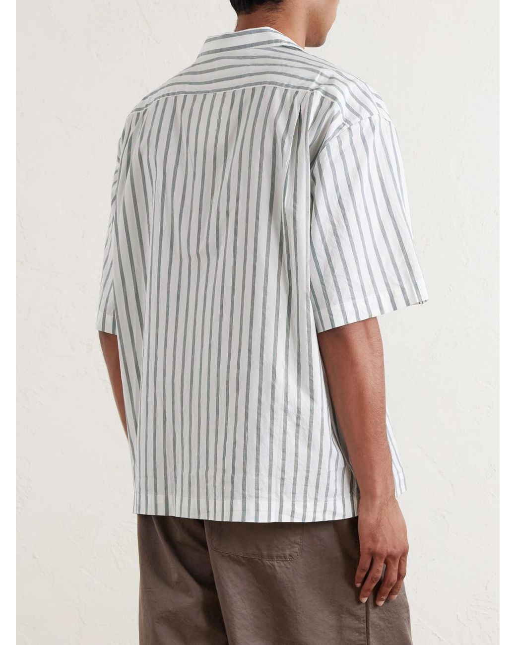 A Kind Of Guise White Samata Camp-collar Striped Cotton for men