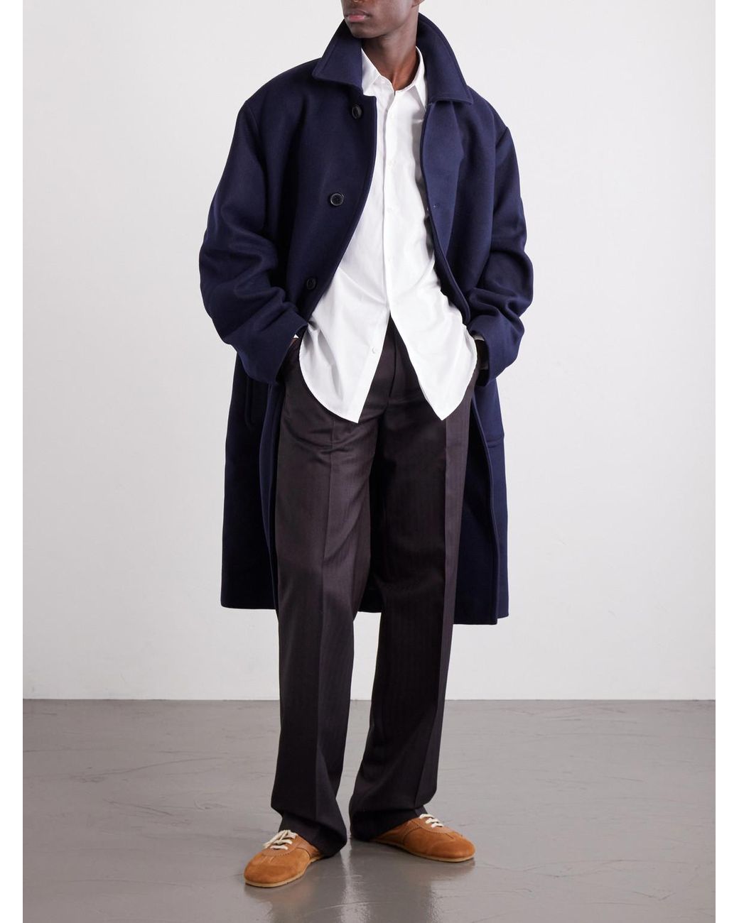 Dries Van Noten Black Panvel Straight-Leg Herringbone Wool Trousers for men