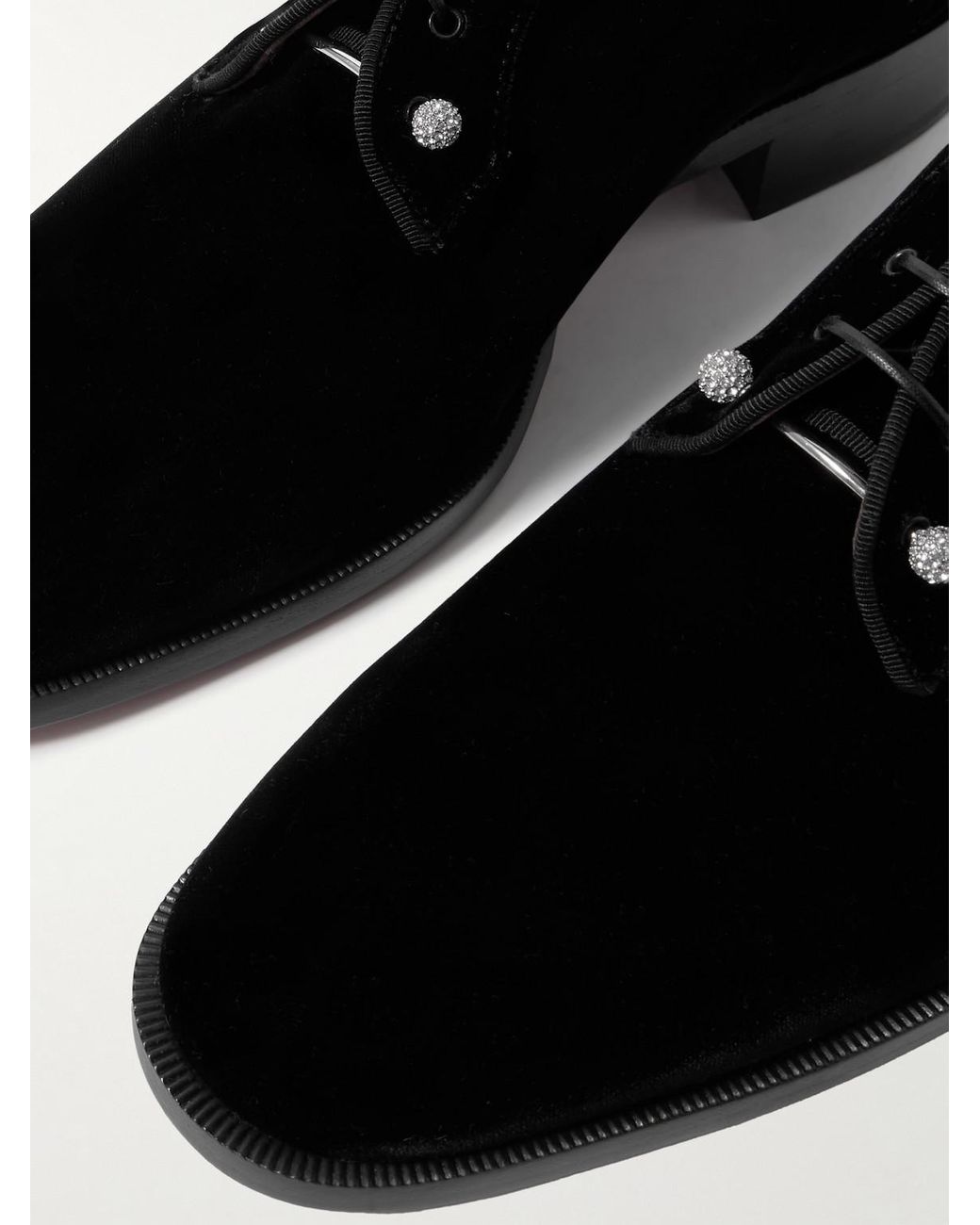 Christian Louboutin Black Chambeliss Night Velvet Derby Shoes for men