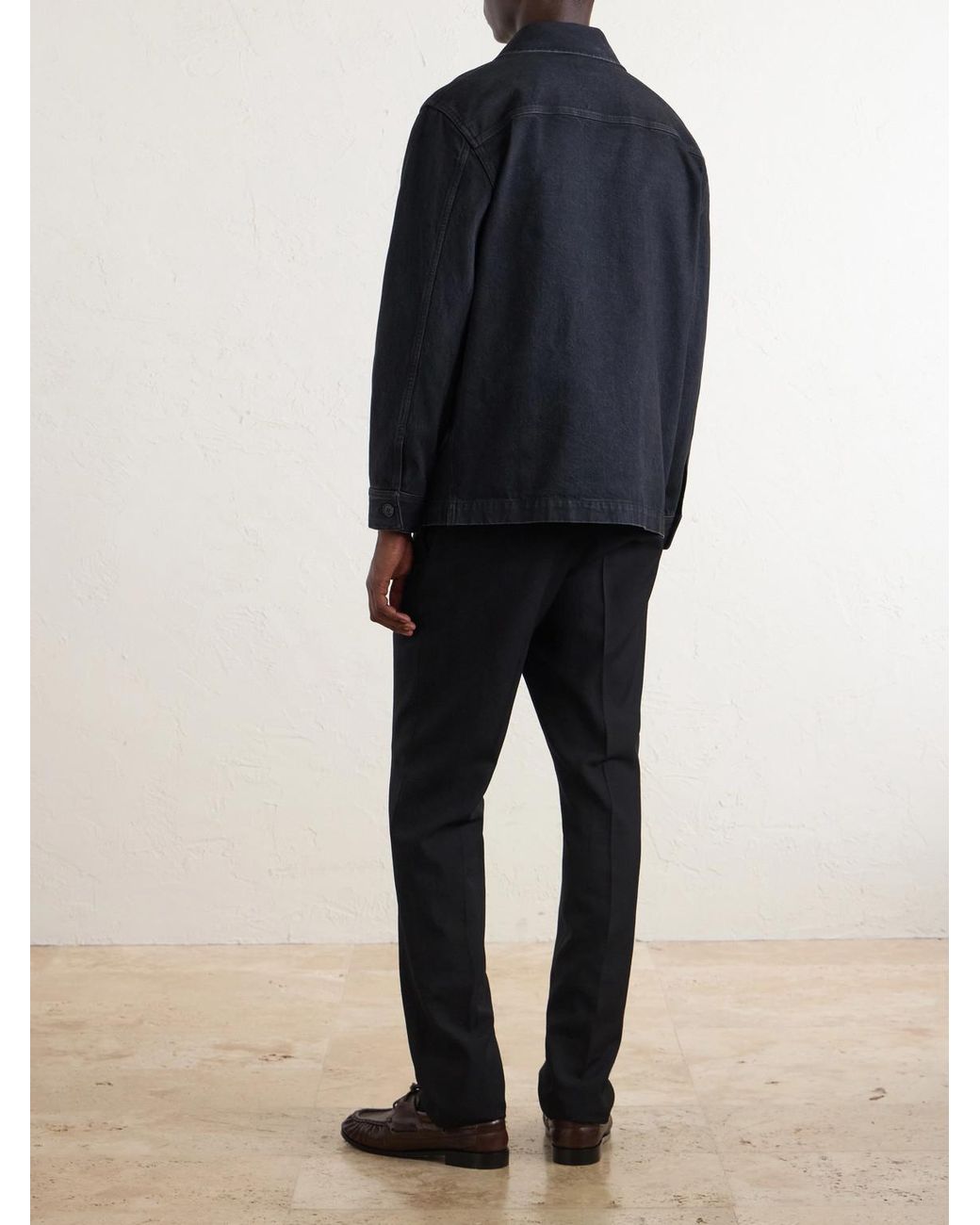 Saint Laurent Blue Logo-embroidered Cotton Denim Overshirt for men