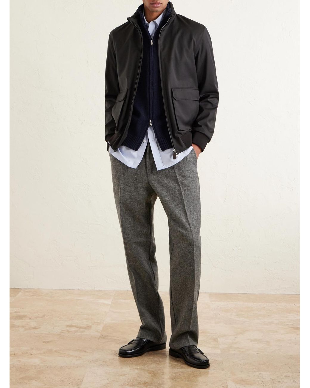 Herno Black Storm System Wool Bomber Jacket for men