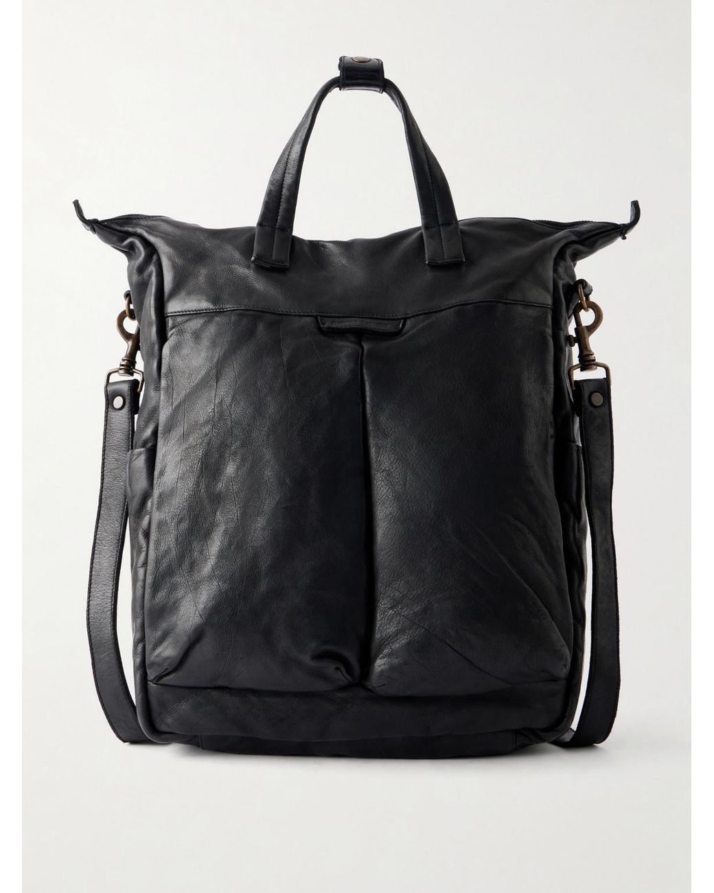 Officine Creative Black Helmet 005 Full-Grain Leather Tote Bag for men