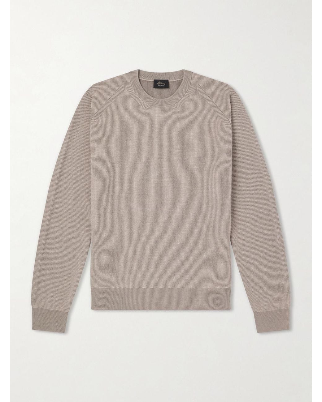 Brioni White Cashmere And Wool-Blend Sweater for men