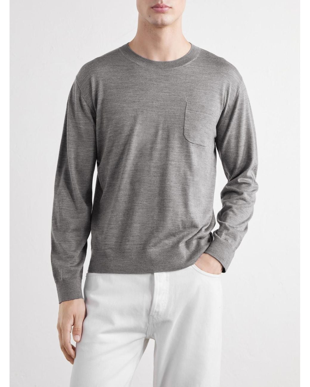 Totême  Gray Merino Wool And Silk-Blend Sweater for men