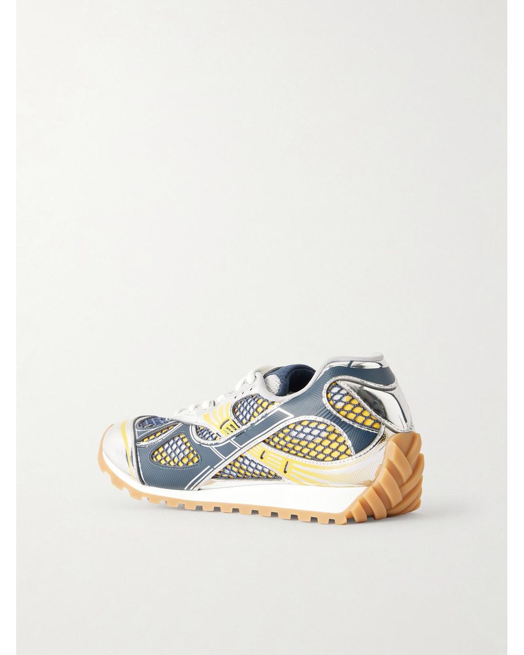Bottega Veneta Orbit Metallic Rubber And Mesh Sneakers for men