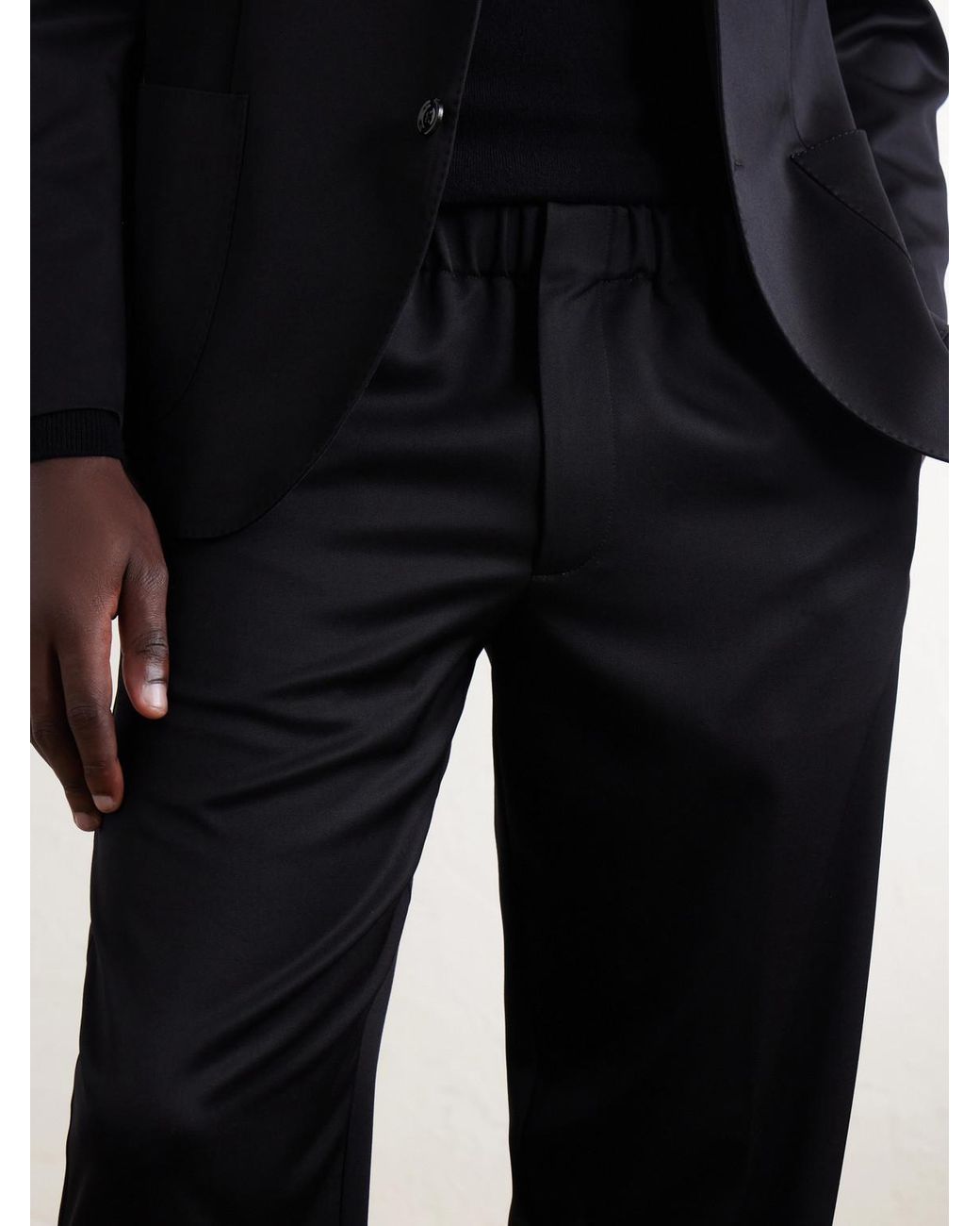 Lardini Black Mid-rise Straight-leg Wool-twill Suit Trousers for men
