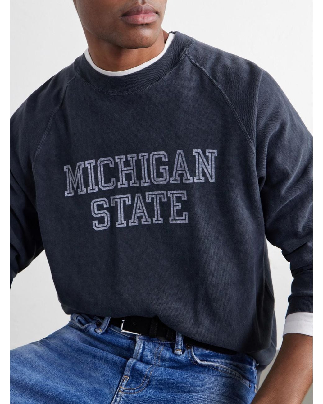Remi Relief Blue Michigan State Printed Cotton-Jersey T-Shirt for men