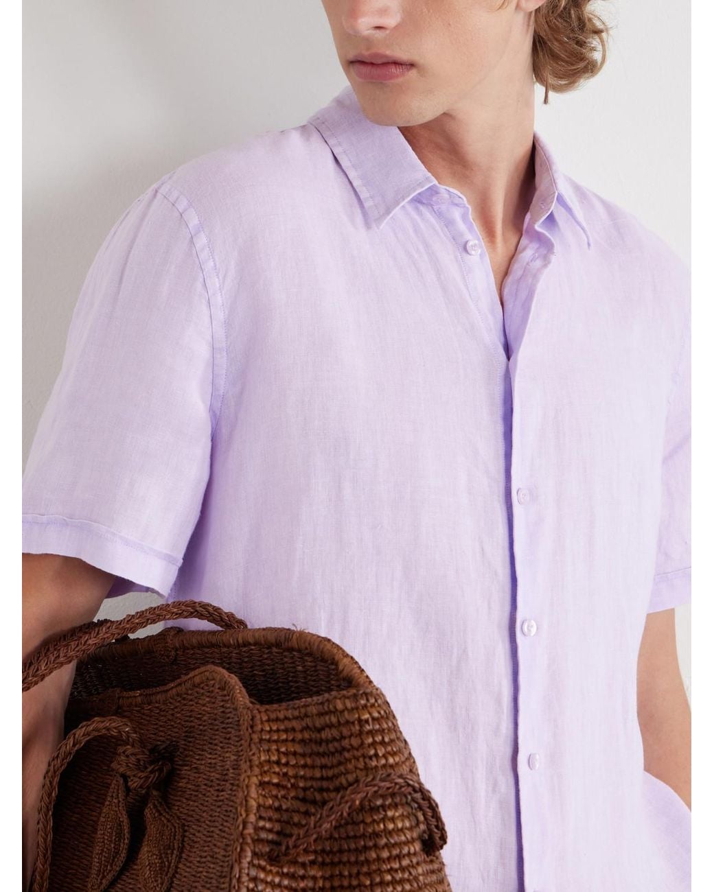 Vilebrequin Pink Courbis Linen Shirt for men