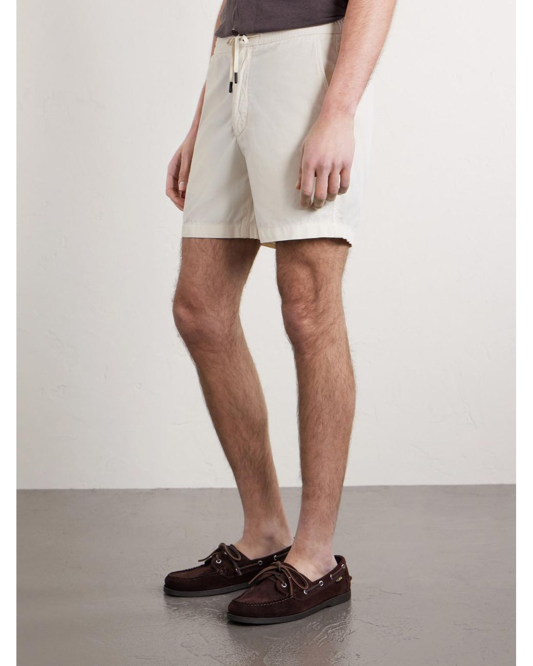 Slowear White Straight-Leg Cotton-Corduroy Drawstring Shorts for men
