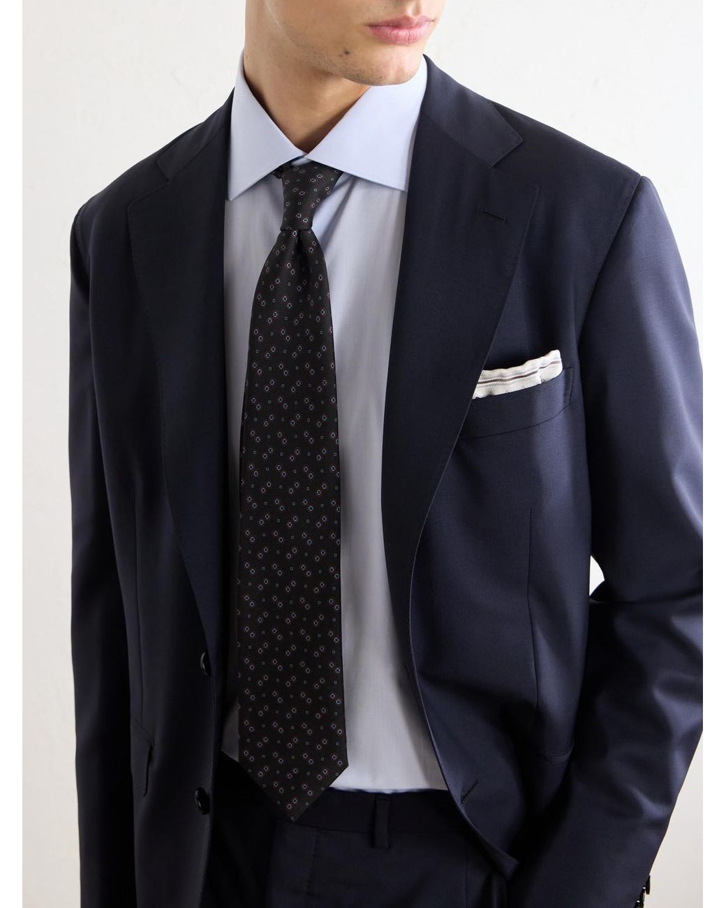Brioni White 8Cm Silk-Jacquard Tie for men