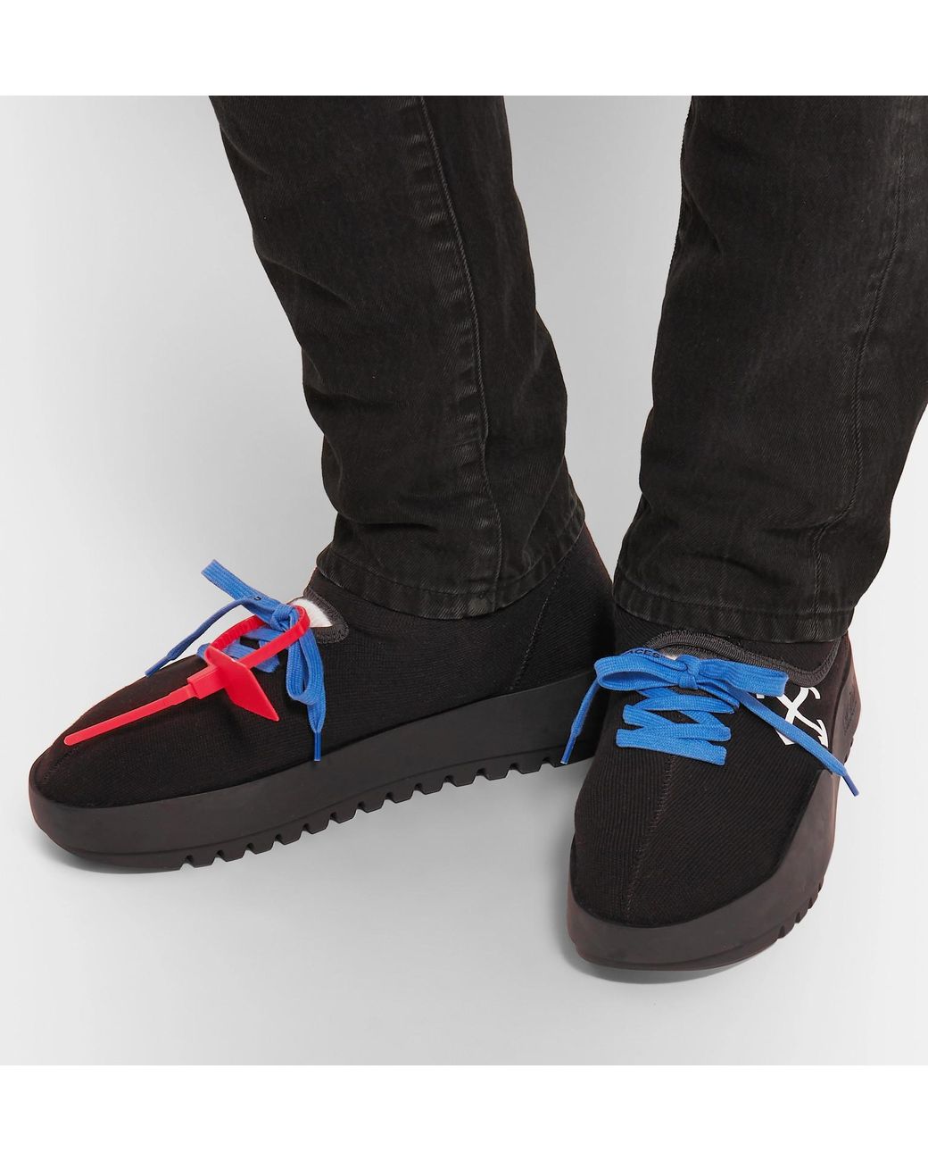 Off White c o Virgil Abloh Black Moto Wrap Sneakers for Men Lyst Canada