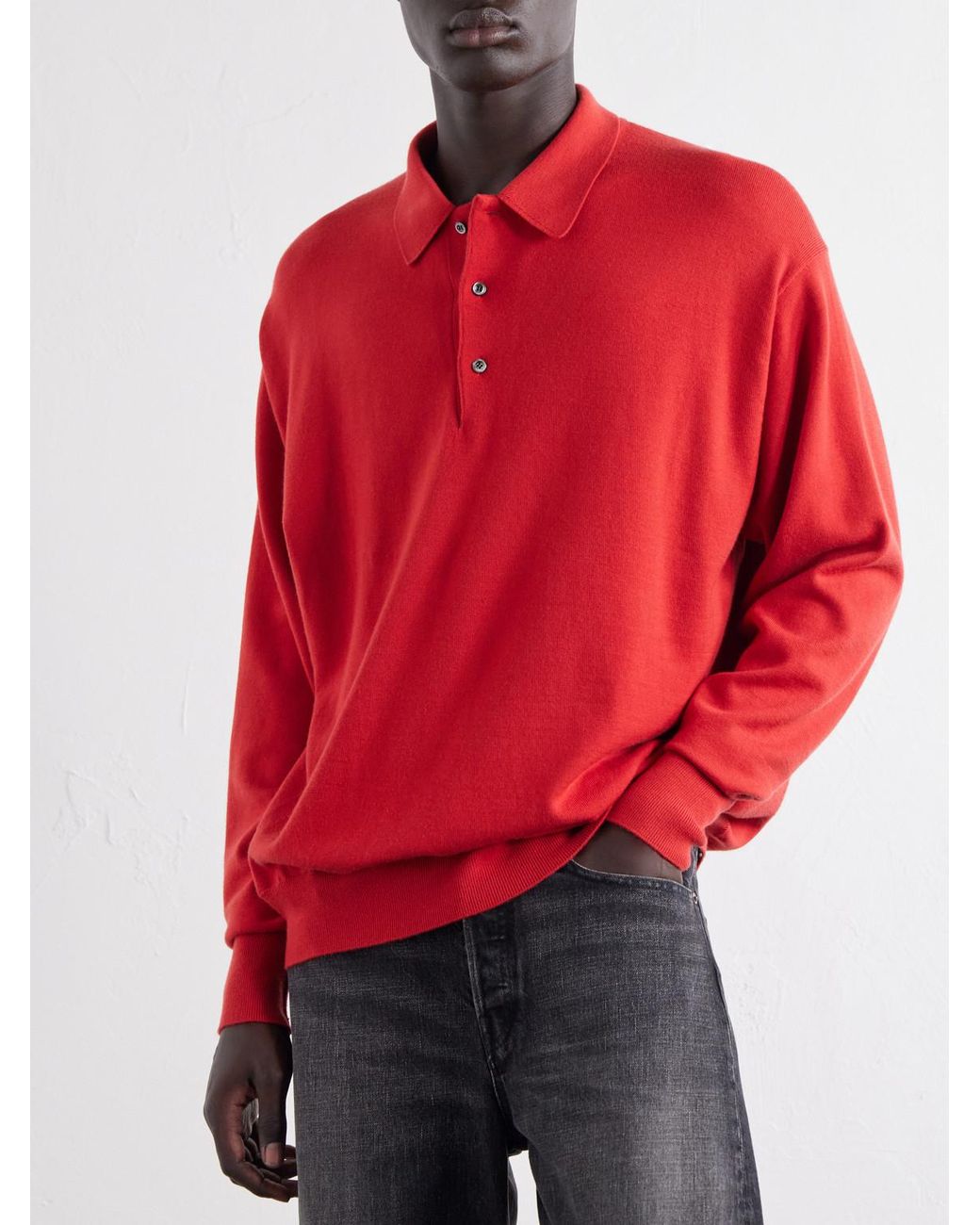 A.PRESSE Red Wool Polo Shirt for men