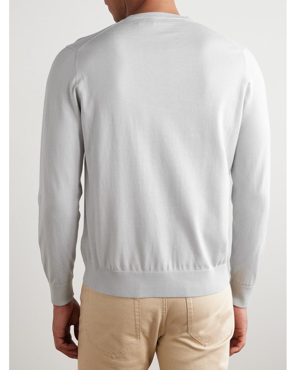 Loro Piana White Ice Wishtm Sea Island Cotton Sweater for men