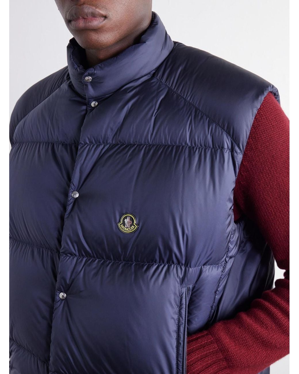 Moncler Blue Tibb Reversible Virgin Wool Down Gilet for men