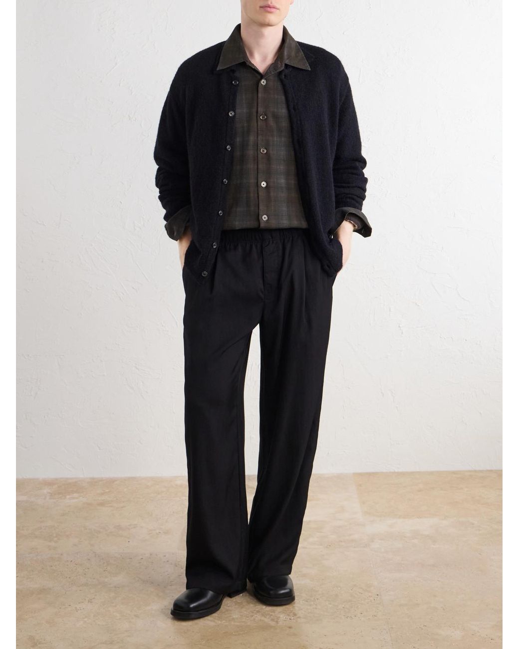 Our Legacy Black Borrowed Checked Cotton-Flannel Shirt for men
