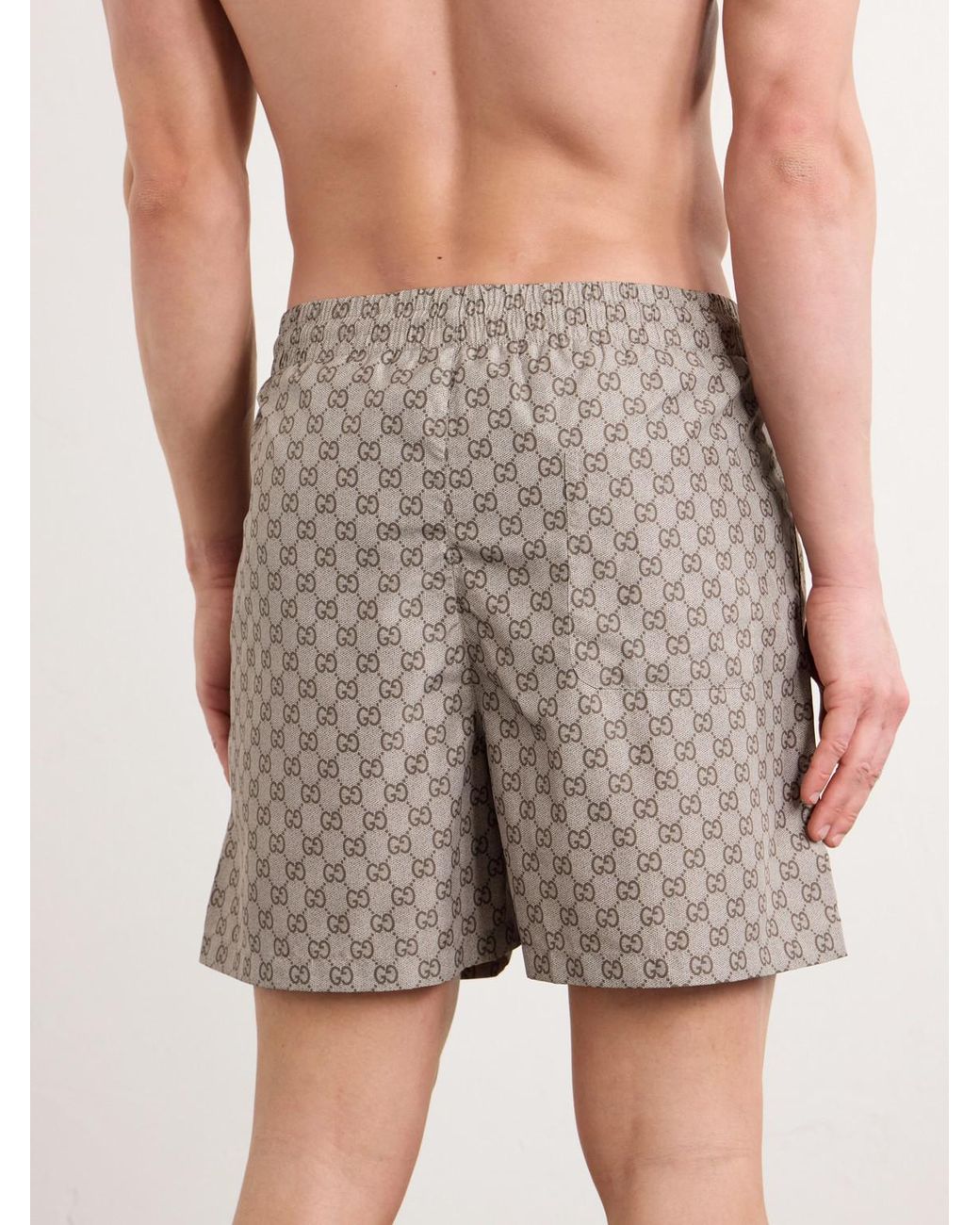 Gucci Natural Straight-Leg Mid-Length Logo-Print Shell Swim Shorts for men
